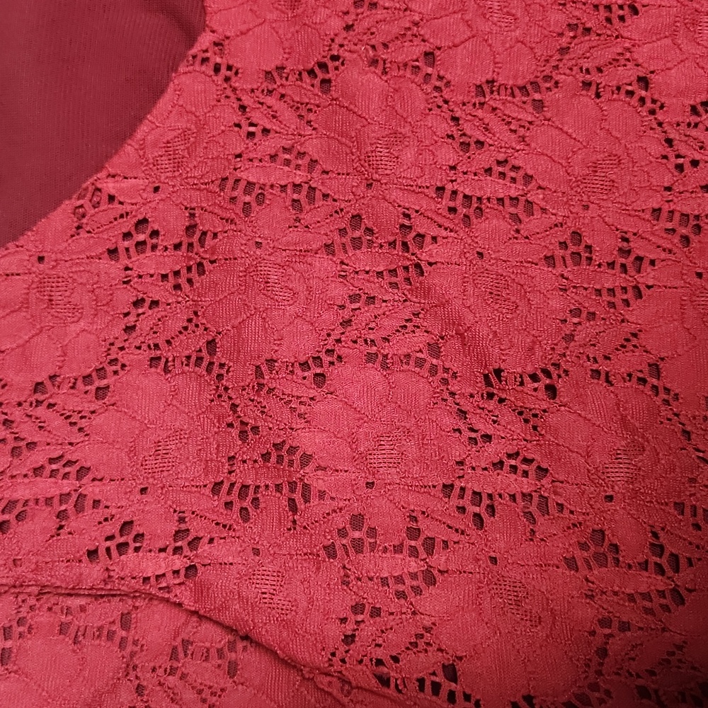 Croft and Barrow red lace floral sleeveless tank top red womens large - Picture 4 of 4